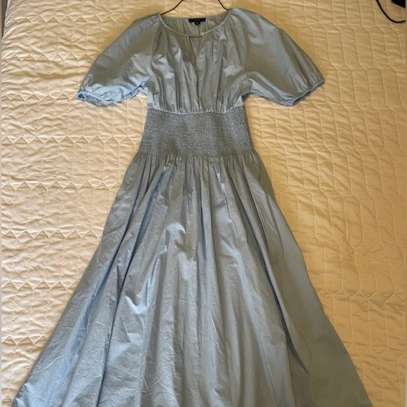 J Crew 100% Cotton Puff-sleeve smocked-waist midi dress XXS - Picture 4 of 8